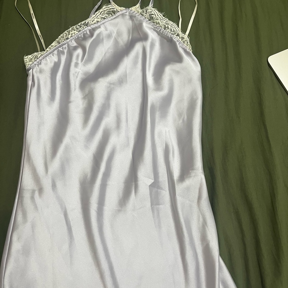 Forever 21 Lavender Satin Lace-Trim Dress